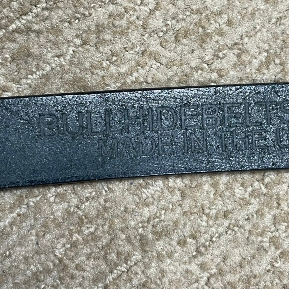 Bullhide Belts Leather Belt Mens 44 Black Solid Rugged Workwear Made in USA